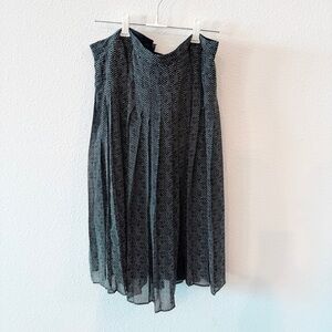 Ann Taylor Black and White Pleated Midi Skirt